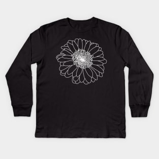 Minimal White Line Gerbera Kids Long Sleeve T-Shirt